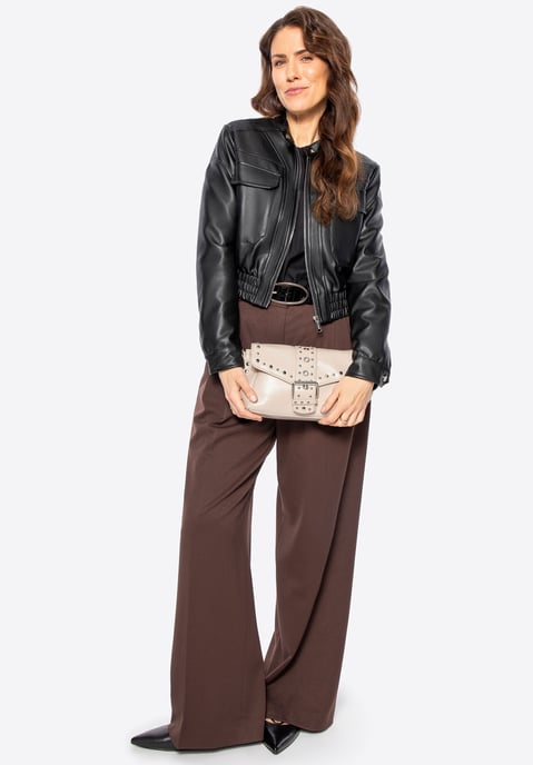 Chaqueta de mujer Wittchen de piel sintética con cordón negro piel sintética - Image 5