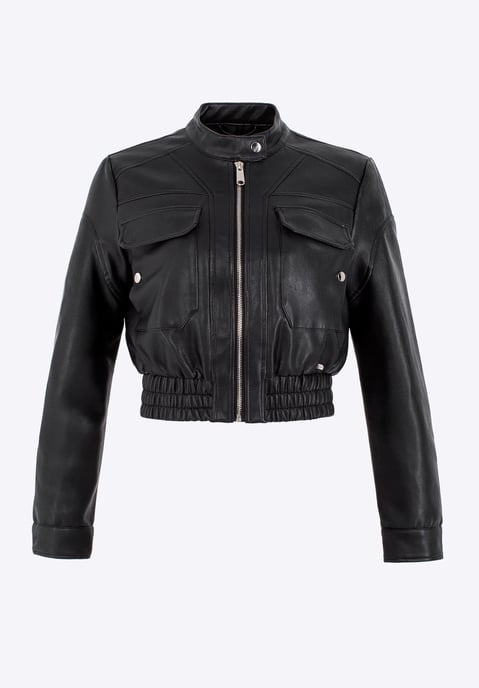 Chaqueta de mujer Wittchen de piel sintética con cordón negro piel sintética - Image 6