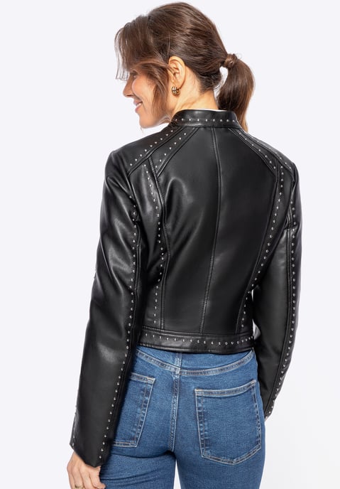 Chaqueta de mujer Wittchen de ecopiel con remaches brillantes negra ecopiel - Image 3