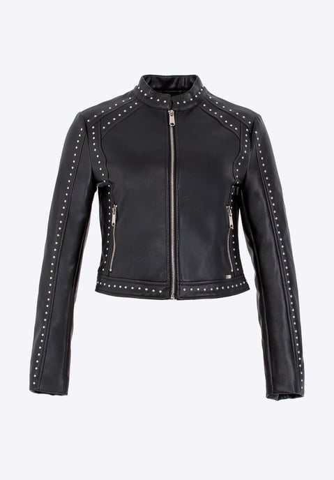 Chaqueta de mujer Wittchen de ecopiel con remaches brillantes negra ecopiel - Image 6