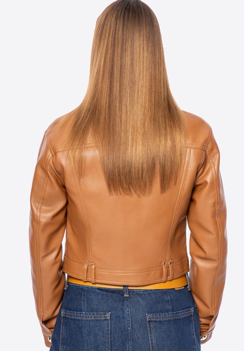 Chaqueta de cuero marrón con solapas para mujer de Wittchen - Image 3