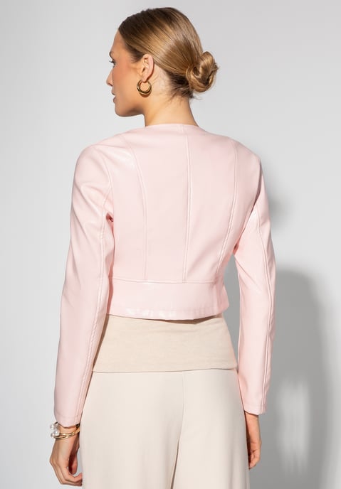 Chaqueta corta de cuero ecológico rosa claro para mujer de Wittchen - Image 3