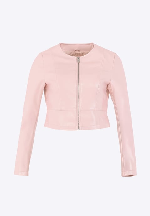 Chaqueta corta de cuero ecológico rosa claro para mujer de Wittchen - Image 6