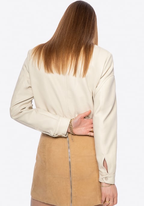 Chaqueta de cuero ecológico para mujer Wittchen con cordón, beige - Image 5