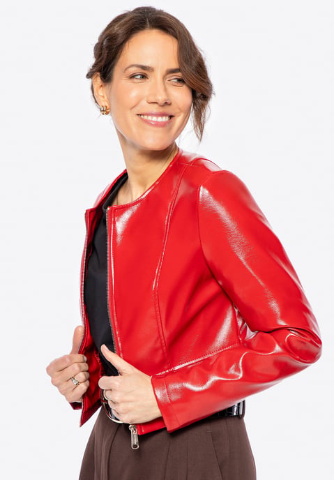 Chaqueta corta roja de cuero ecológico para mujer de Wittchen - Image 2