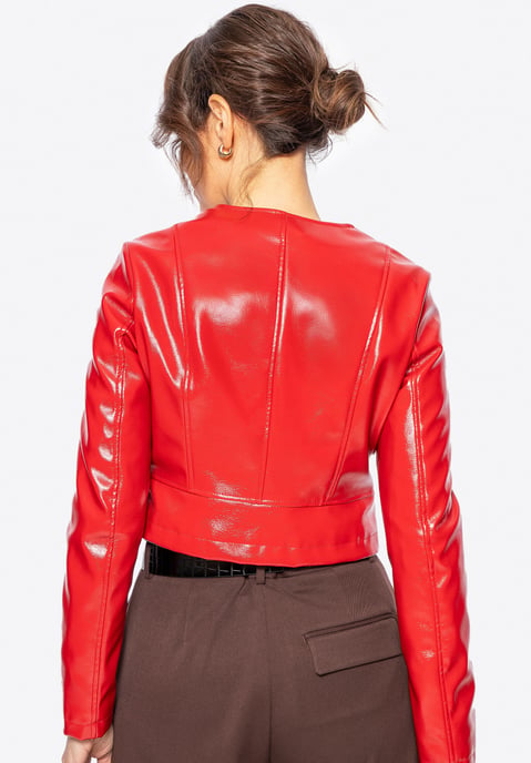 Chaqueta corta roja de cuero ecológico para mujer de Wittchen - Image 3