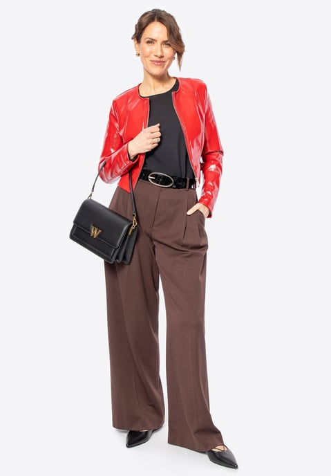 Chaqueta corta roja de cuero ecológico para mujer de Wittchen - Image 5