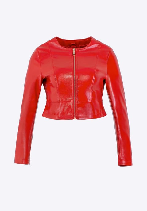 Chaqueta corta roja de cuero ecológico para mujer de Wittchen - Image 6
