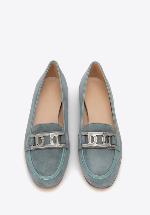Mocasines planos de piel para mujer Wittchen en piel natural azul - Image 3