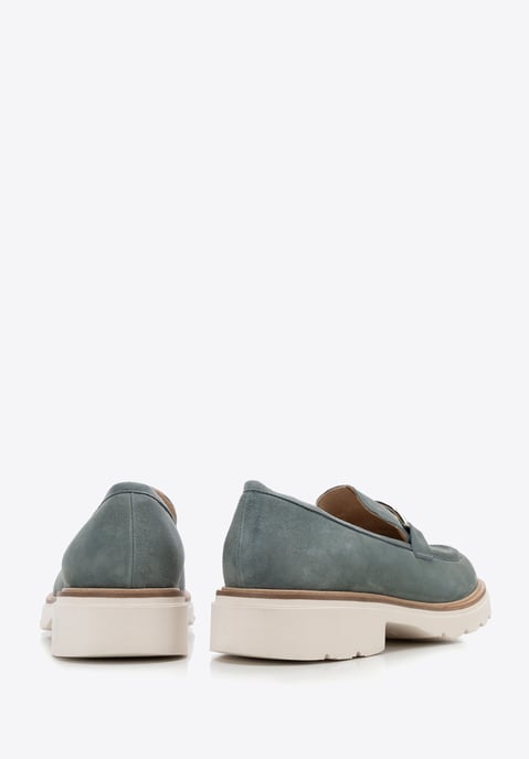 Mocasines de mujer Wittchen de piel auténtica con hebilla, color azul - Image 4