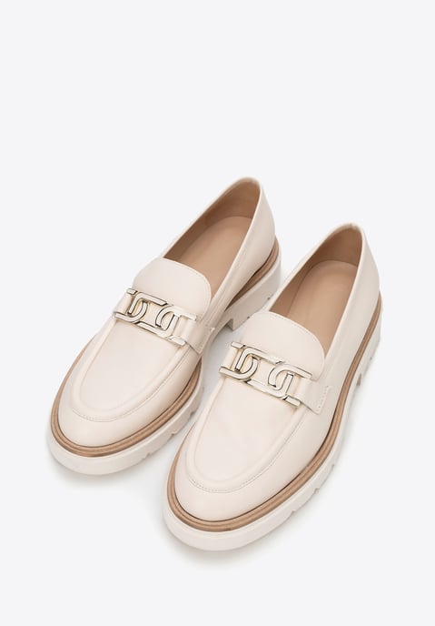Mocasines de piel auténtica para mujer Wittchen con hebilla, color crema - Image 2