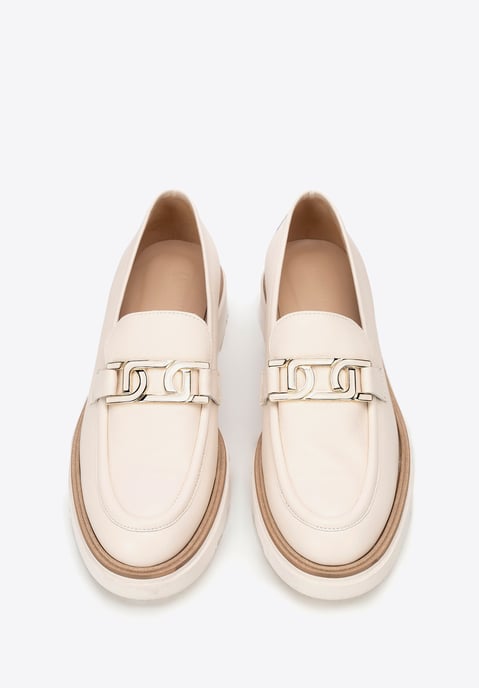 Mocasines de piel auténtica para mujer Wittchen con hebilla, color crema - Image 3