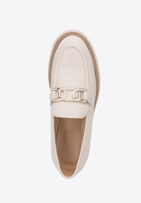 Mocasines de piel auténtica para mujer Wittchen con hebilla, color crema - Image 5