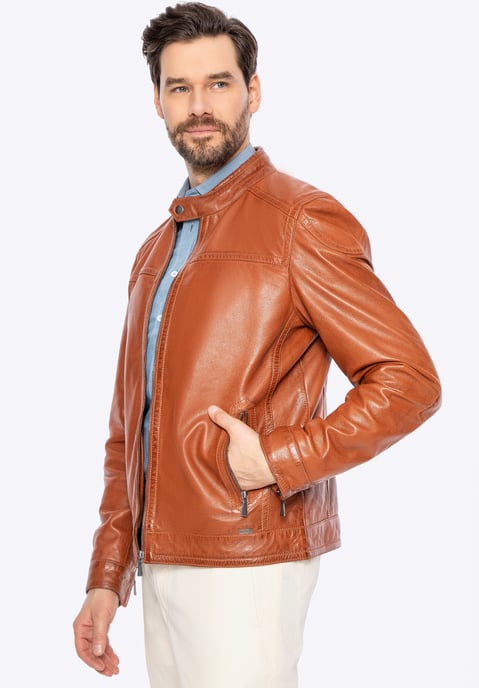 Chaqueta de piel de oveja Wittchen para hombre, de cuero genuino marrón - Image 2