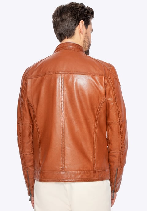 Chaqueta de piel de oveja Wittchen para hombre, de cuero genuino marrón - Image 3