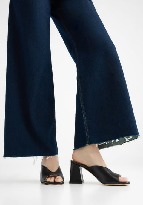 Mules Wittchen de piel auténtica para mujer con tacón, color negro - Image 2