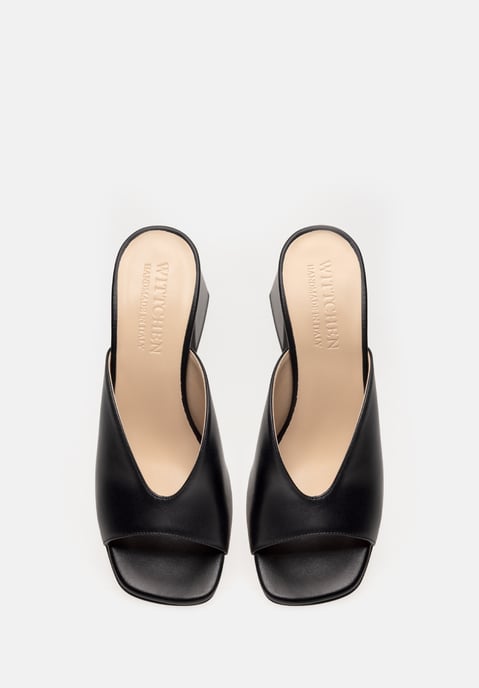 Mules Wittchen de piel auténtica para mujer con tacón, color negro - Image 6