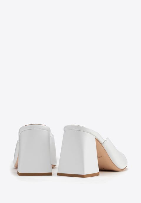 Mules de mujer Wittchen de piel auténtica con tacón, color blanco - Image 4