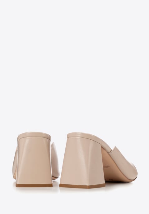 Mules Wittchen de piel auténtica beige para mujer con tacón de bloque - Image 4