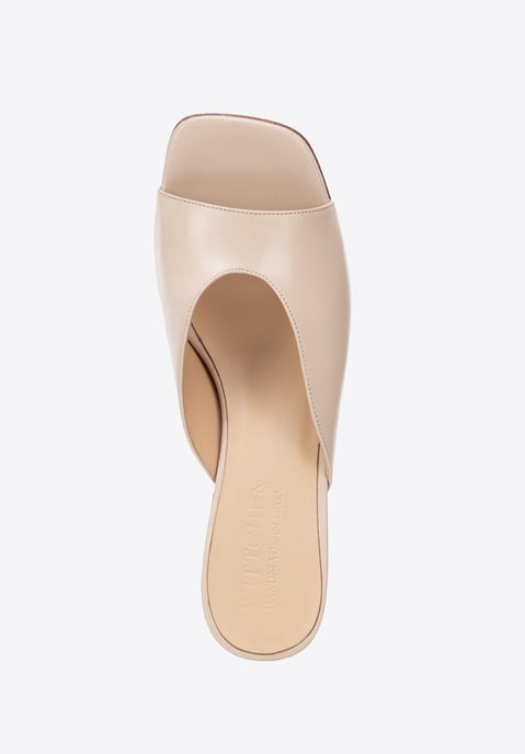 Mules Wittchen de piel auténtica beige para mujer con tacón de bloque - Image 5