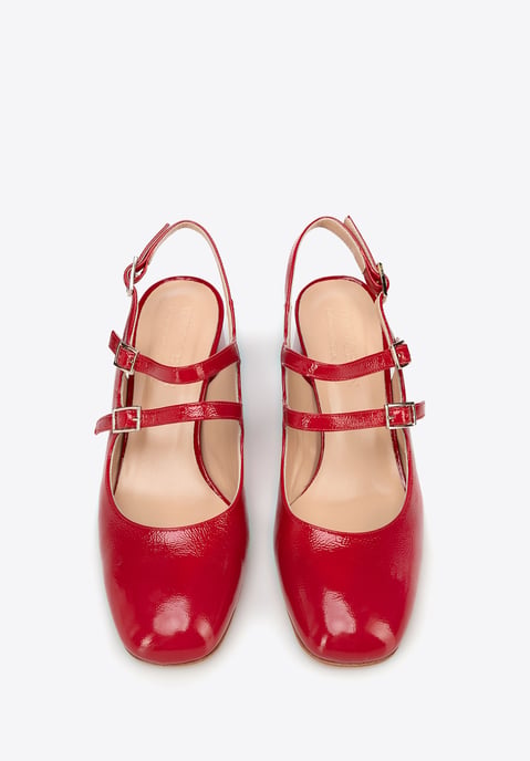 Zapatos de salón de piel roja con tiras para mujer de Wittchen - Image 2
