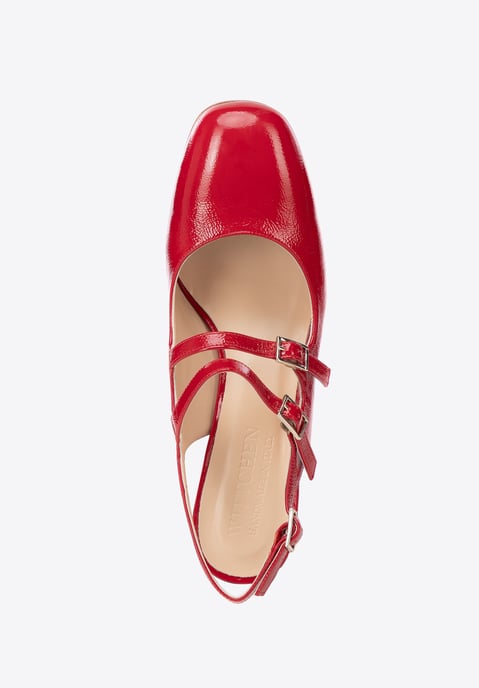 Zapatos de salón de piel roja con tiras para mujer de Wittchen - Image 4