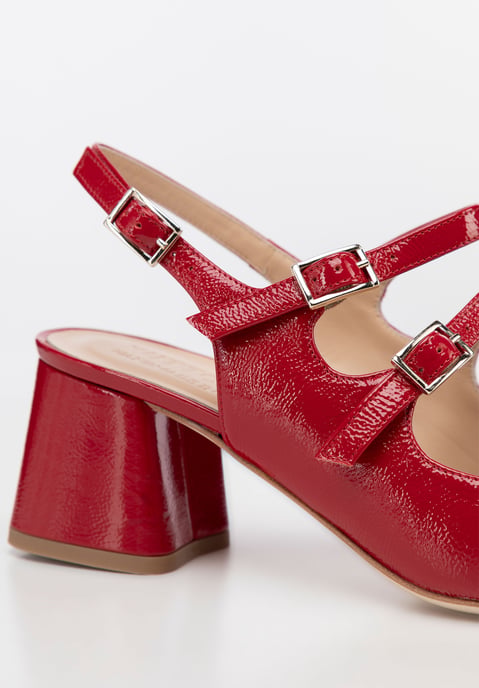 Zapatos de salón de piel roja con tiras para mujer de Wittchen - Image 6