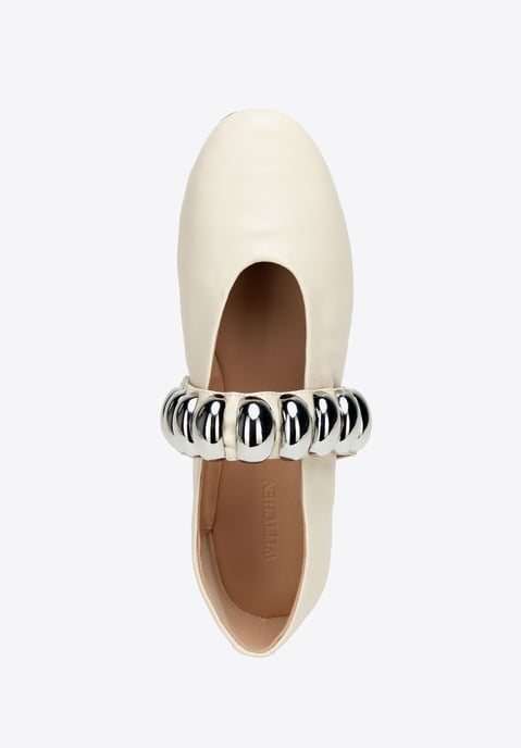 Bailarinas Wittchen para mujer en piel auténtica con tira brillante en blanco - Image 6