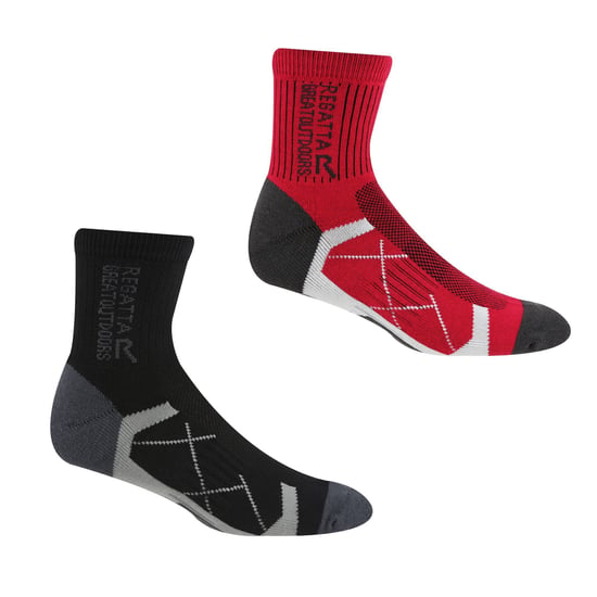 Regatta Womens/Ladies Outdoor Boot Socks (Pack of 2) (Black/Cherry Pink) - Image 2