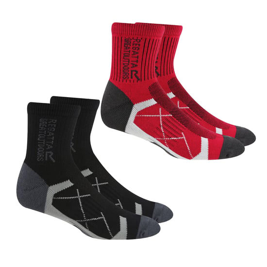 Regatta Womens/Ladies Outdoor Boot Socks (Pack of 2) (Black/Cherry Pink) - Image 3