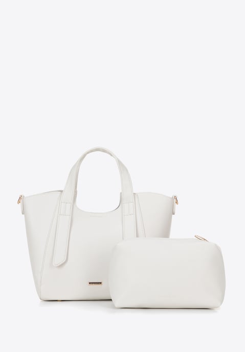 Maleta de mujer Wittchen con bolsa extraíble, color blanco roto, piel ecológica - Image 1