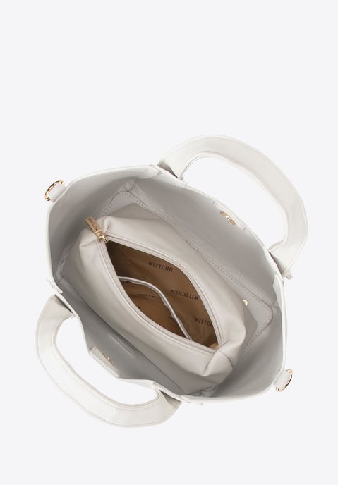 Maleta de mujer Wittchen con bolsa extraíble, color blanco roto, piel ecológica - Image 6
