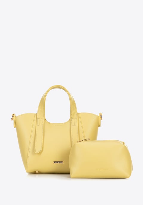 Estuche mini de piel sintética amarilla para mujer de Wittchen con bolsa - Image 2
