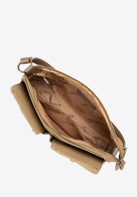 Bolso de hombro para mujer Wittchen con bolsillos color caqui algodón caqui - Image 3
