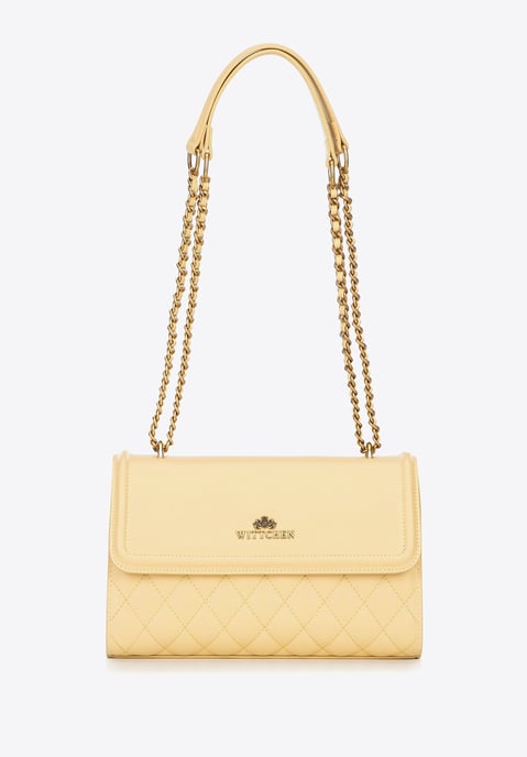 Bolso bandolera para mujer Wittchen de piel natural con acolchado amarillo piel - Image 2