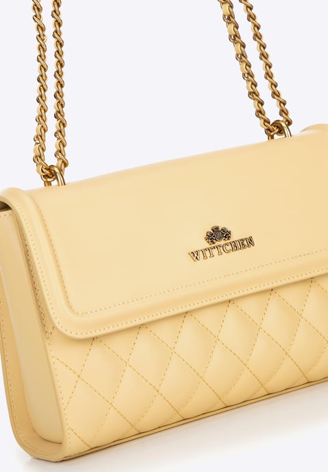 Bolso bandolera para mujer Wittchen de piel natural con acolchado amarillo piel - Image 5