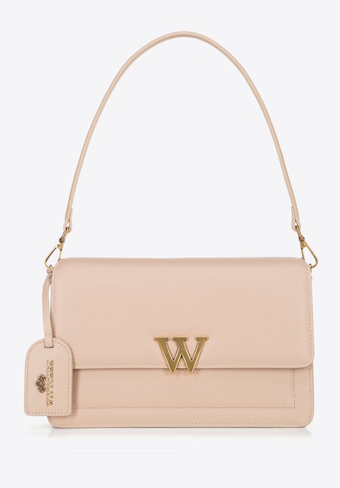 Bolso bandolera de piel para mujer Wittchen con borla, beige - Image 3