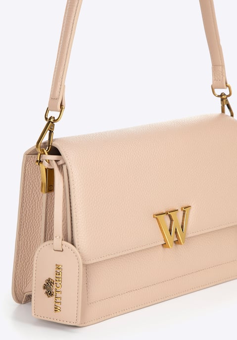 Bolso bandolera de piel para mujer Wittchen con borla, beige - Image 6