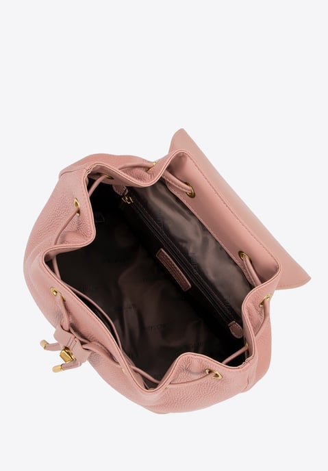 Mochila de cuero Wittchen para mujer con cordones, rosa, piel natural - Image 3