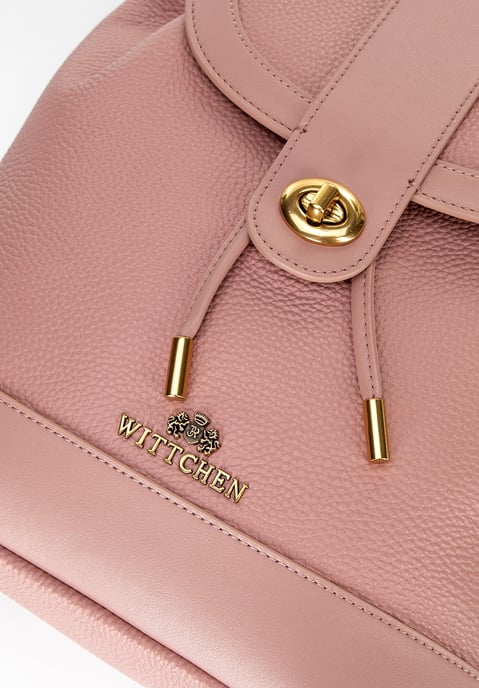 Mochila de cuero Wittchen para mujer con cordones, rosa, piel natural - Image 4