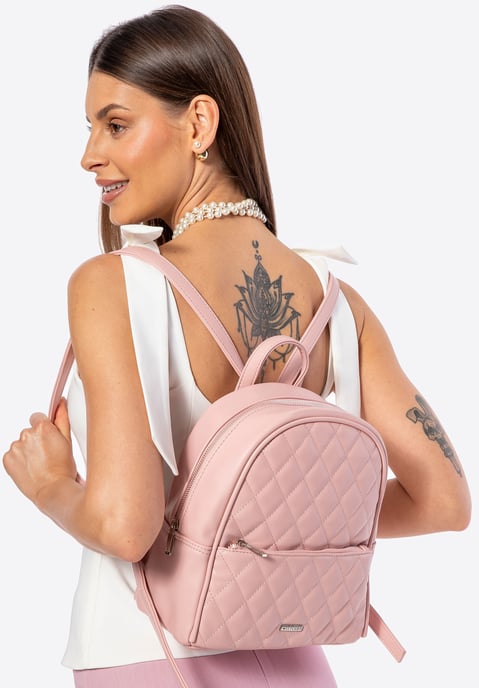 Mochila para mujer Wittchen de piel sintética con costuras en rosa. Ecopiel - Image 1