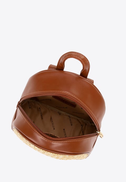 Mochila de mujer Wittchen con tejido, marrón y beige, piel ecológica - Image 3