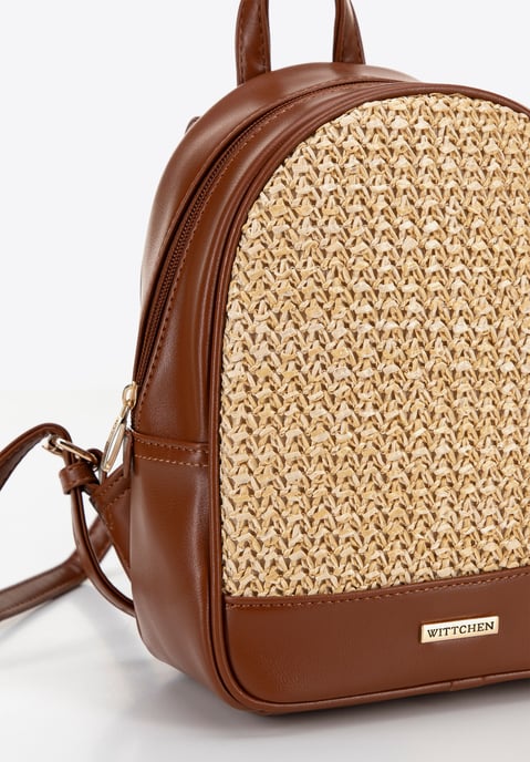 Mochila de mujer Wittchen con tejido, marrón y beige, piel ecológica - Image 4
