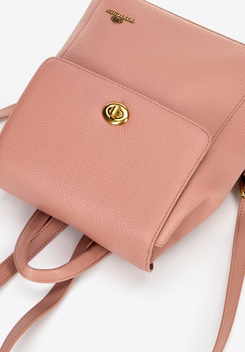 Mochila de piel para mujer Wittchen con solapa rectangular en piel natural rosa - Image 5