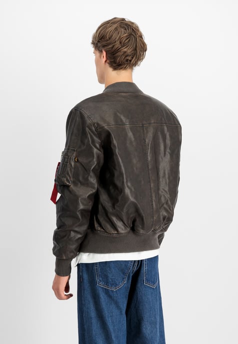 MA-1 Faux Leather Vintage Bomber Jacket - Image 3