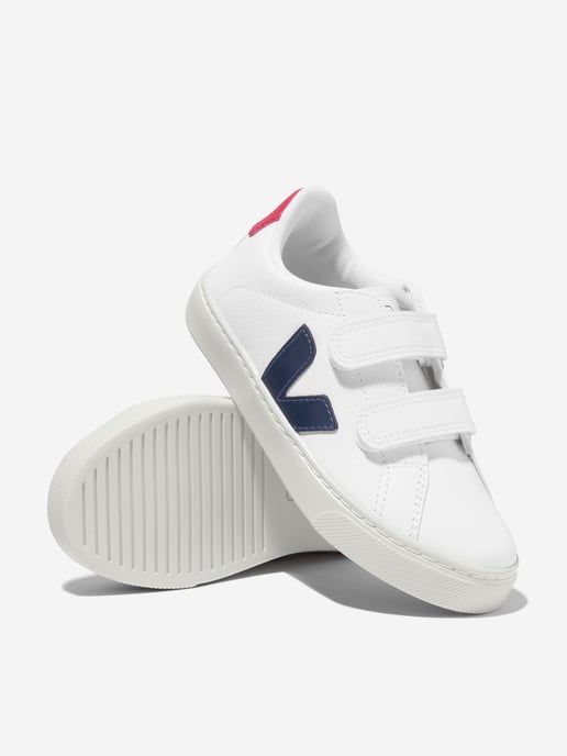 Veja Kids Small Esplar Velcro Trainers in White - Image 2
