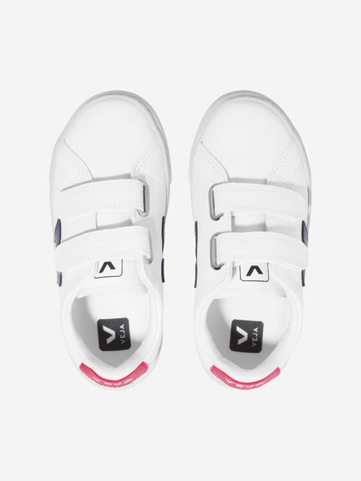 Veja Kids Small Esplar Velcro Trainers in White - Image 3