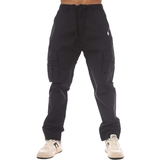 Pantalones cargo CROSS de nailon con cordón ajustable en el tobillo en negro - Image 1