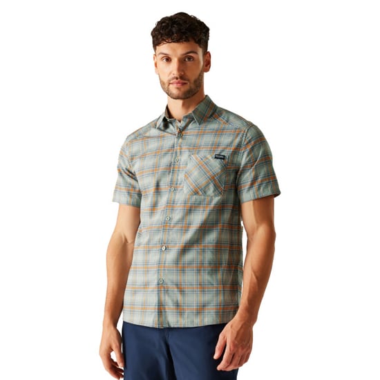 Regatta Mens Begarno Checked Short-Sleeved Shirt (Glacier) - Image 4