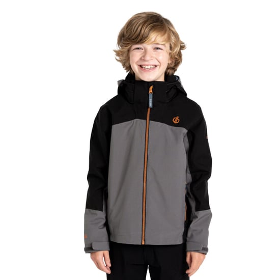 Dare 2B Childrens/Kids Explore II Waterproof Jacket (Black/Granite Grey) - Image 4